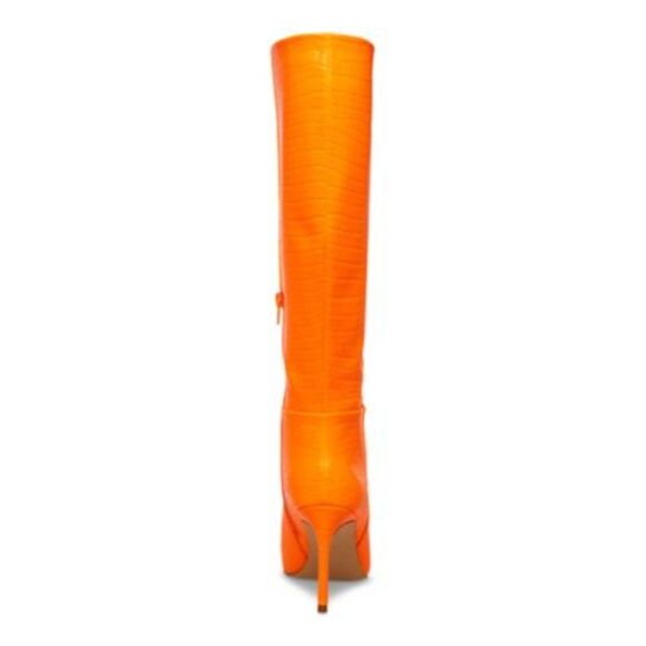 MADDEN GIRL Womens Orange Croco-Chantelle Pointed Toe Stiletto Boots 5.5 - Picture 2 of 4